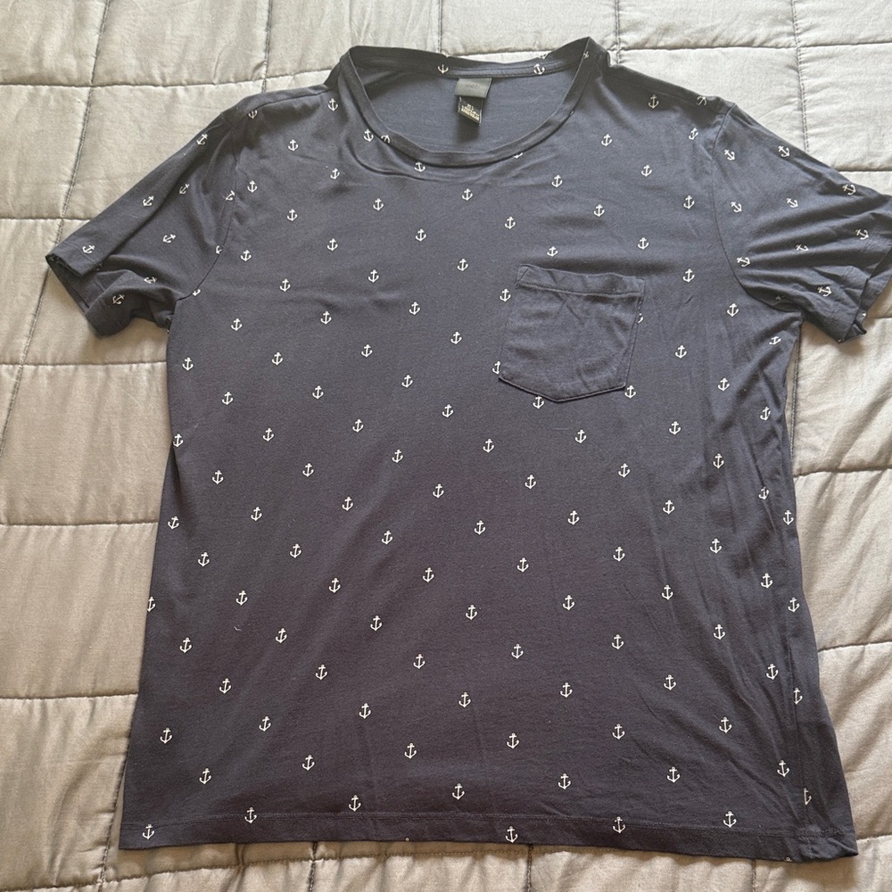 H&M Dark Blue Anchor Print Men's Tee